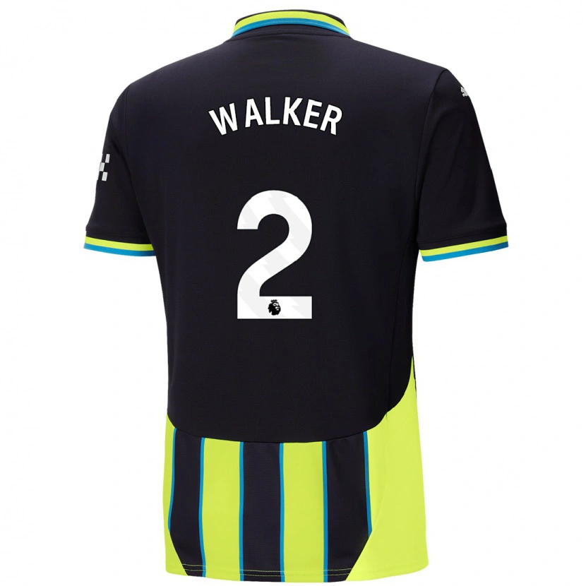 Danxen Enfant Maillot Kyle Walker #2 Bleu Jaune Tenues Extérieur 2024/25 T-Shirt