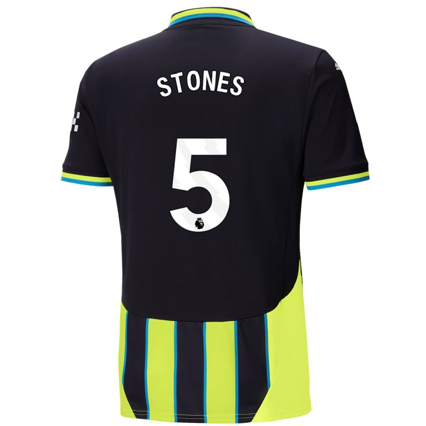 Danxen Enfant Maillot John Stones #5 Bleu Jaune Tenues Extérieur 2024/25 T-Shirt