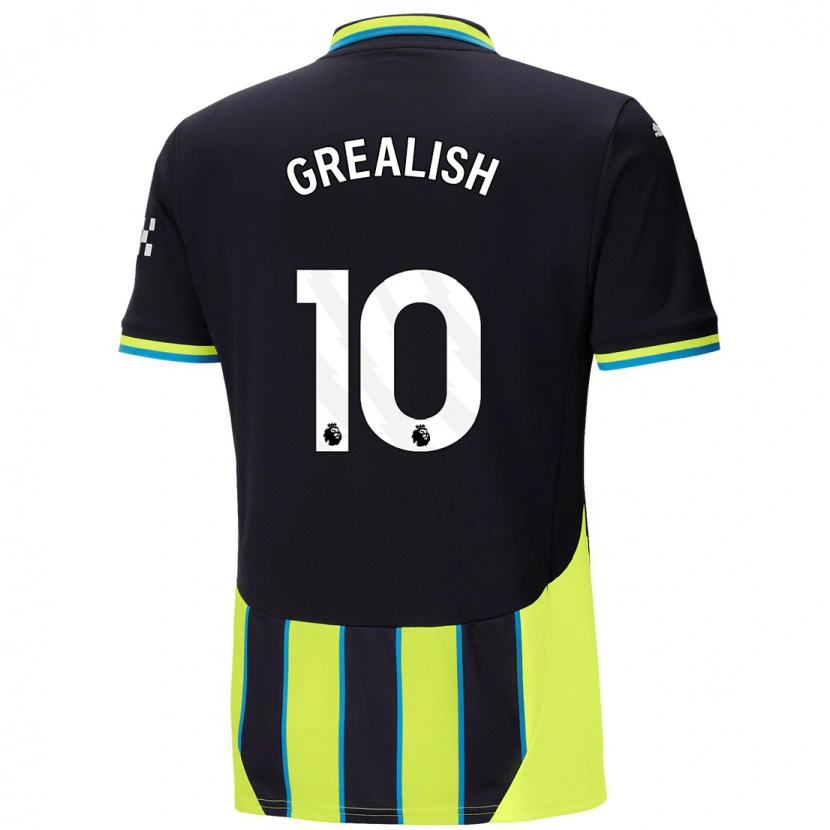 Danxen Enfant Maillot Jack Grealish #10 Bleu Jaune Tenues Extérieur 2024/25 T-Shirt