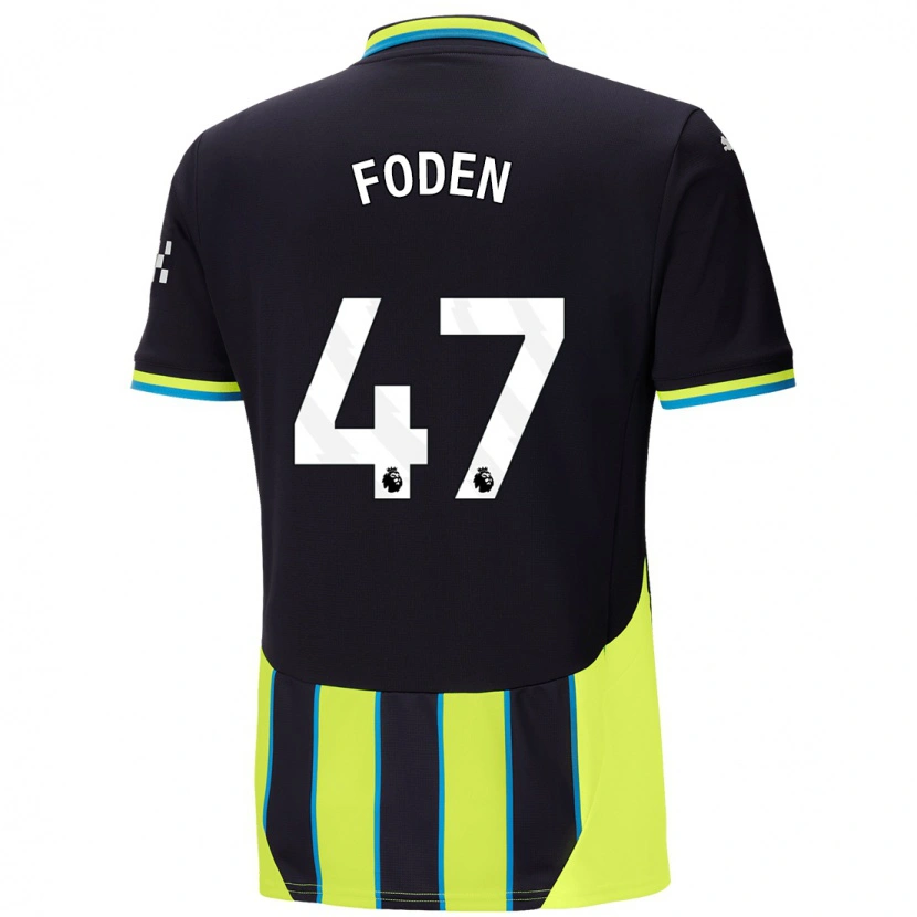 Danxen Enfant Maillot Phil Foden #47 Bleu Jaune Tenues Extérieur 2024/25 T-Shirt