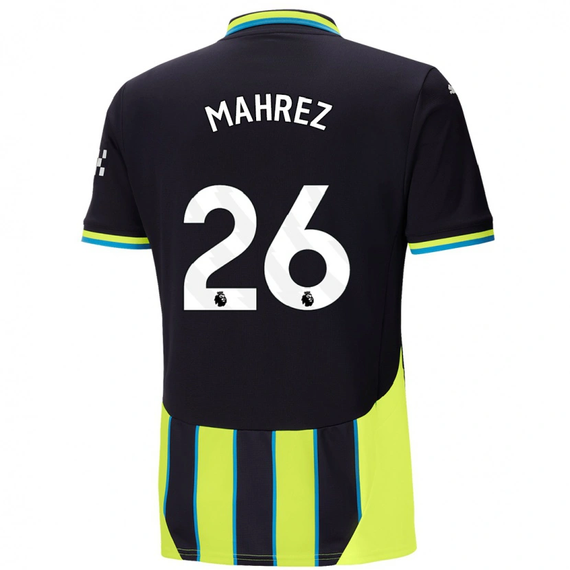 Danxen Enfant Maillot Riyad Mahrez #26 Bleu Jaune Tenues Extérieur 2024/25 T-Shirt