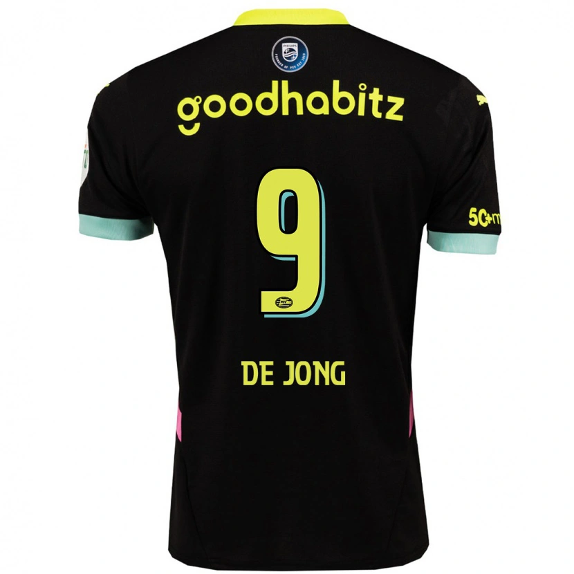 Danxen Enfant Maillot Luuk De Jong #9 Noir Jaune Tenues Extérieur 2024/25 T-Shirt