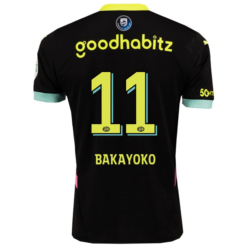 Danxen Enfant Maillot Johan Bakayoko #11 Noir Jaune Tenues Extérieur 2024/25 T-Shirt