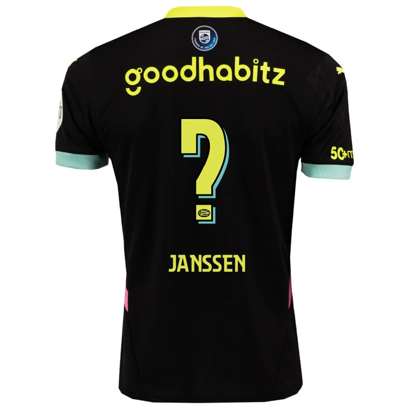 Danxen Enfant Maillot Niek Janssen #0 Noir Jaune Tenues Extérieur 2024/25 T-Shirt