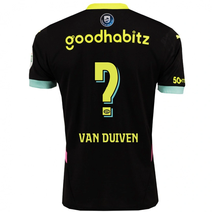 Danxen Enfant Maillot Robin Van Duiven #0 Noir Jaune Tenues Extérieur 2024/25 T-Shirt