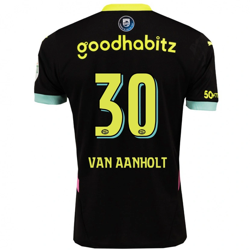 Danxen Enfant Maillot Patrick Van Aanholt #30 Noir Jaune Tenues Extérieur 2024/25 T-Shirt