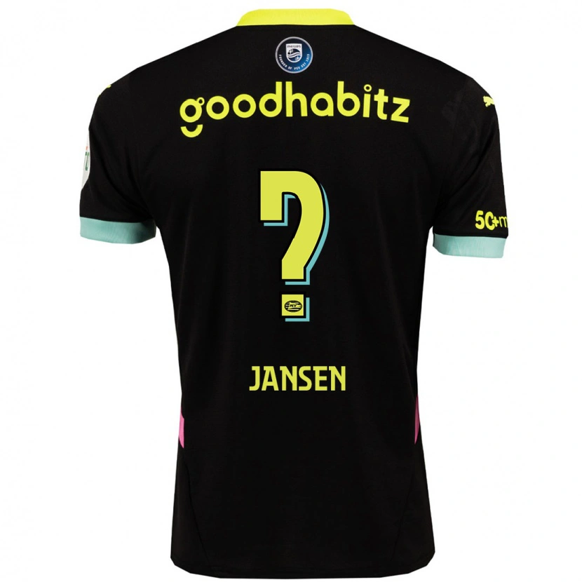 Danxen Enfant Maillot Koen Jansen #0 Noir Jaune Tenues Extérieur 2024/25 T-Shirt