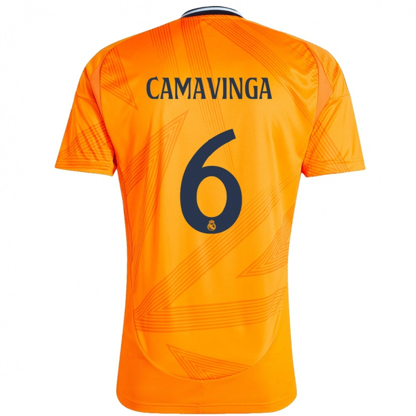 Danxen Enfant Maillot Eduardo Camavinga #6 Orange Tenues Extérieur 2024/25 T-Shirt