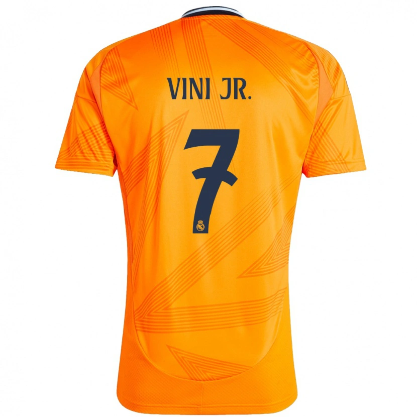 Danxen Enfant Maillot Vinicius Junior #7 Orange Tenues Extérieur 2024/25 T-Shirt