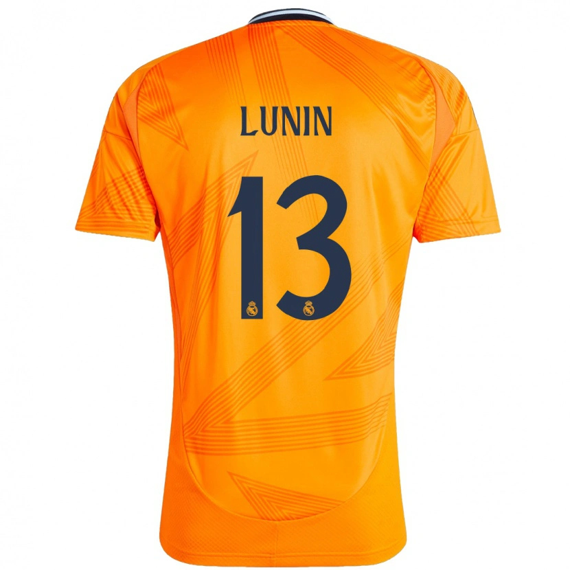 Danxen Enfant Maillot Andriy Lunin #13 Orange Tenues Extérieur 2024/25 T-Shirt