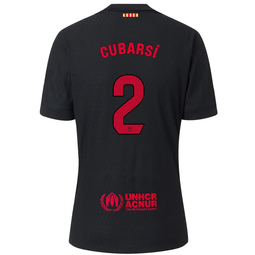 Danxen Enfant Maillot Pau Cubarsí #2 Noir Rouge Tenues Extérieur 2024/25 T-Shirt