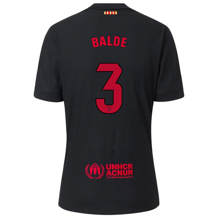 Danxen Enfant Maillot Alejandro Balde #3 Noir Rouge Tenues Extérieur 2024/25 T-Shirt