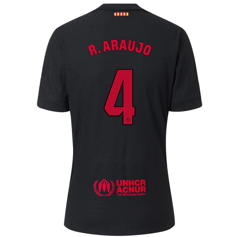 Danxen Enfant Maillot Ronald Araujo #4 Noir Rouge Tenues Extérieur 2024/25 T-Shirt