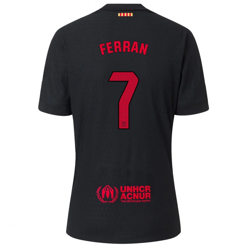 Danxen Enfant Maillot Ferran Torres #7 Noir Rouge Tenues Extérieur 2024/25 T-Shirt