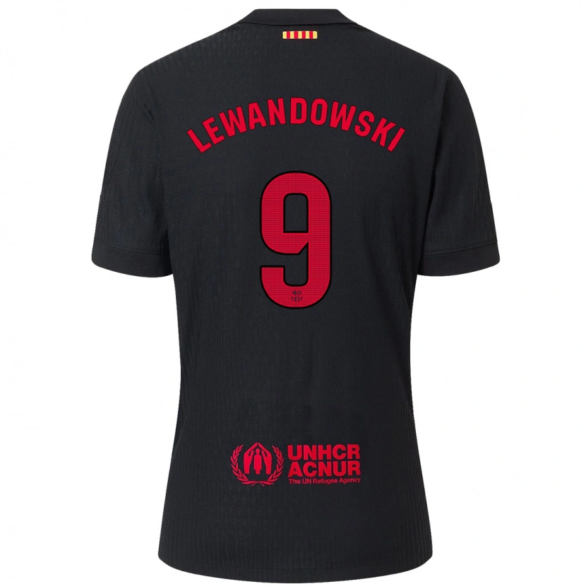 Danxen Enfant Maillot Robert Lewandowski #9 Noir Rouge Tenues Extérieur 2024/25 T-Shirt