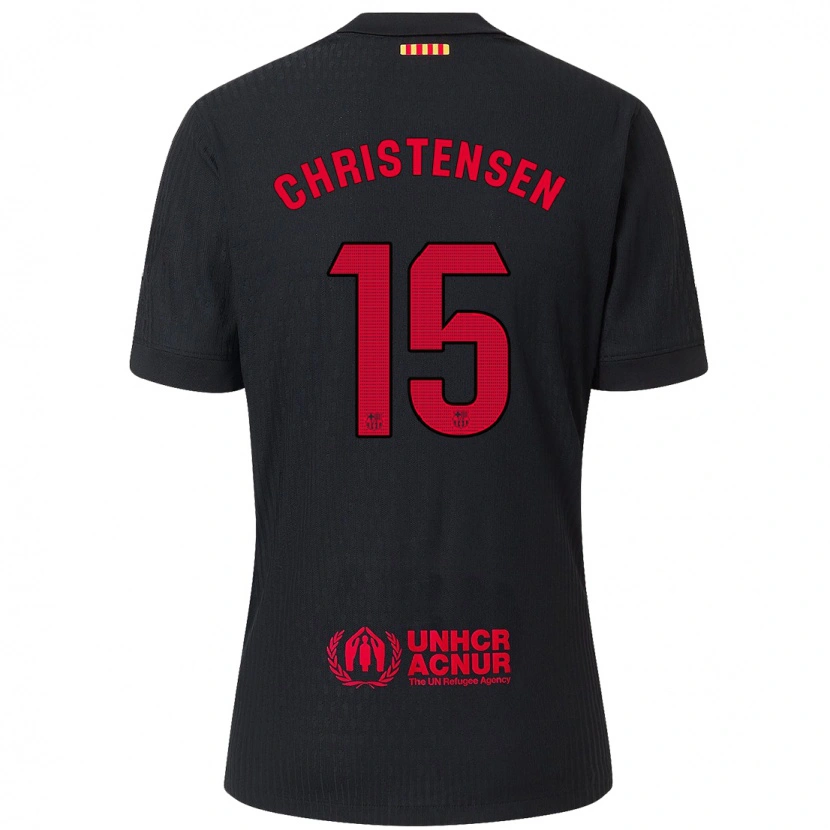 Danxen Enfant Maillot Andreas Christensen #15 Noir Rouge Tenues Extérieur 2024/25 T-Shirt