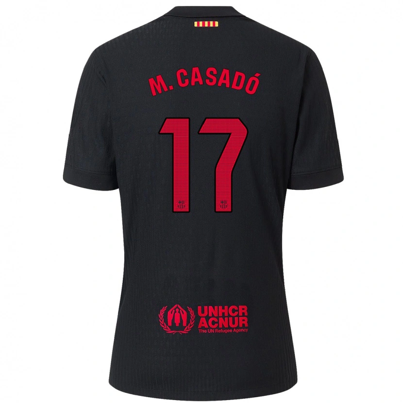 Danxen Enfant Maillot Marc Casadó #17 Noir Rouge Tenues Extérieur 2024/25 T-Shirt