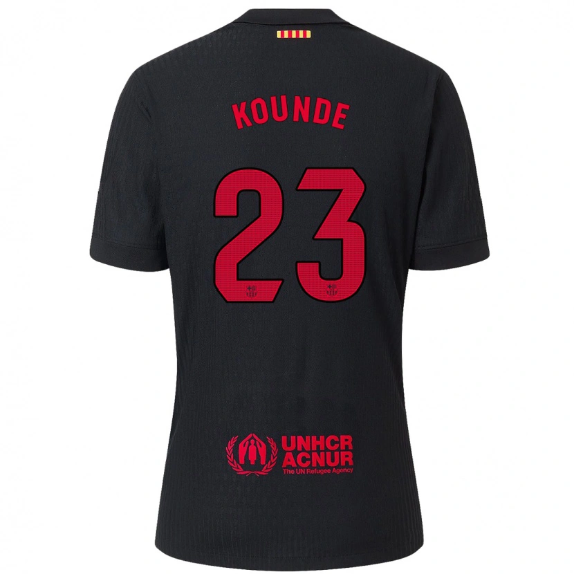 Danxen Enfant Maillot Jules Koundé #23 Noir Rouge Tenues Extérieur 2024/25 T-Shirt