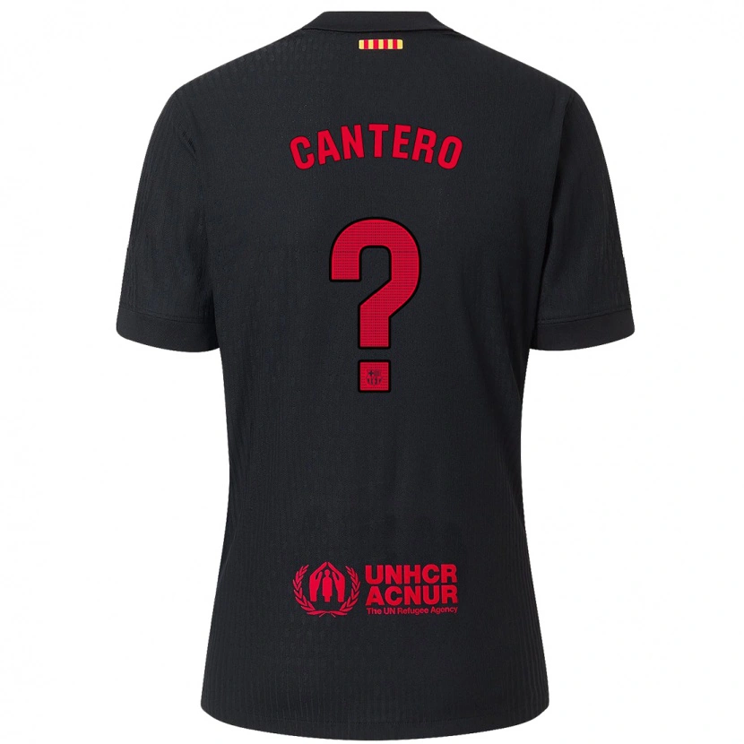 Danxen Enfant Maillot Rubén Cantero #0 Noir Rouge Tenues Extérieur 2024/25 T-Shirt