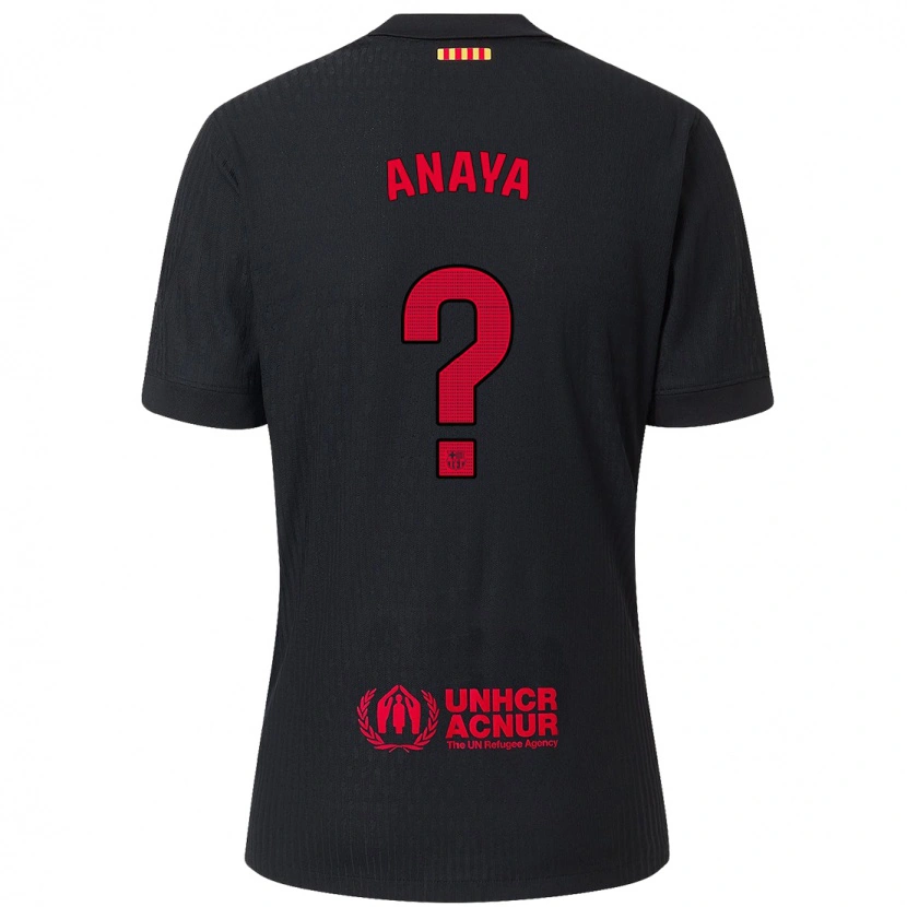 Danxen Enfant Maillot Joan Anaya #0 Noir Rouge Tenues Extérieur 2024/25 T-Shirt