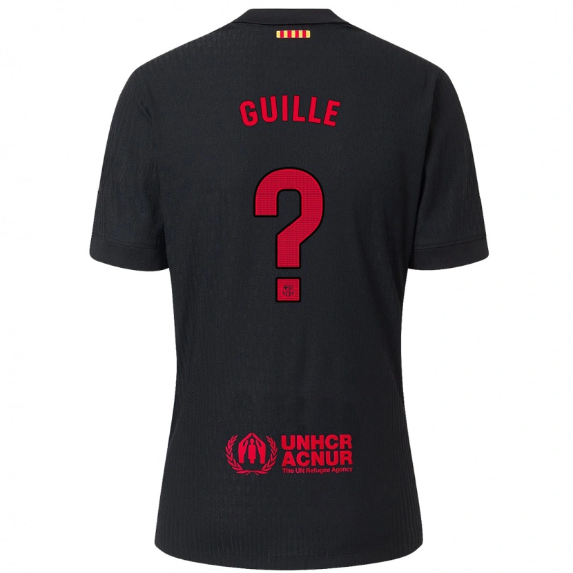 Danxen Enfant Maillot Guille Fernández #0 Noir Rouge Tenues Extérieur 2024/25 T-Shirt