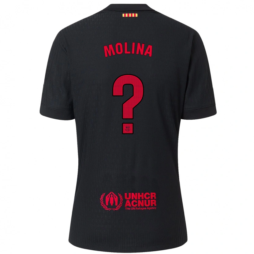 Danxen Enfant Maillot Jan Molina #0 Noir Rouge Tenues Extérieur 2024/25 T-Shirt