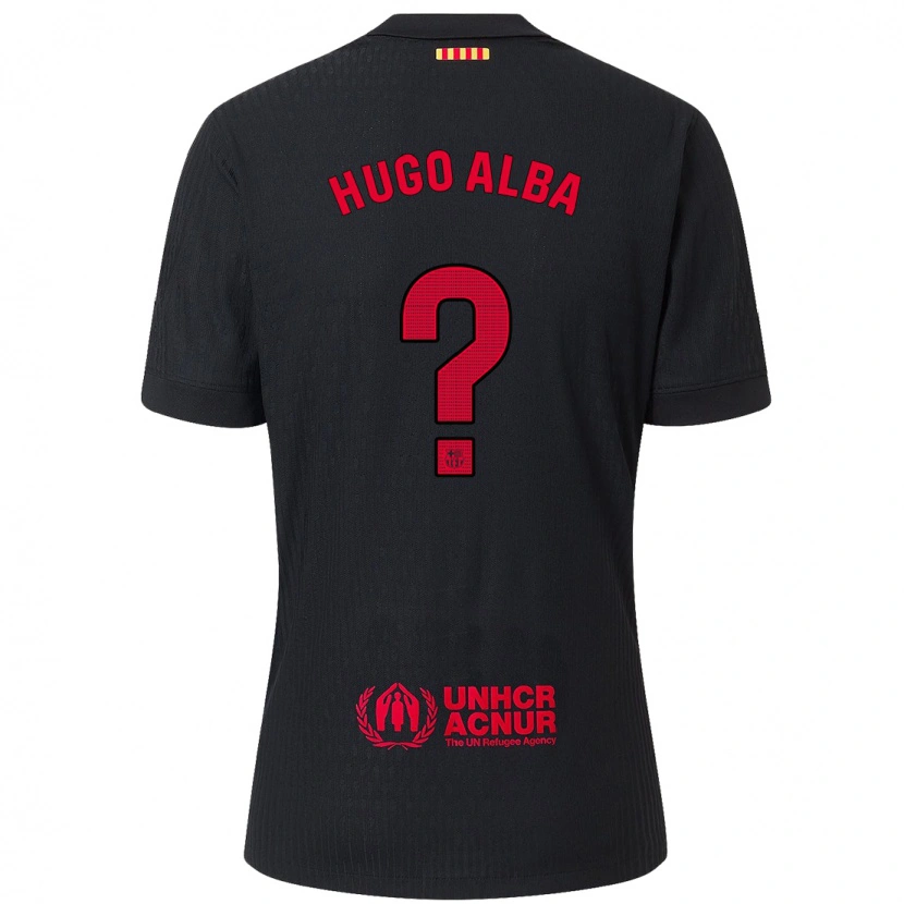 Danxen Enfant Maillot Hugo Alba #0 Noir Rouge Tenues Extérieur 2024/25 T-Shirt