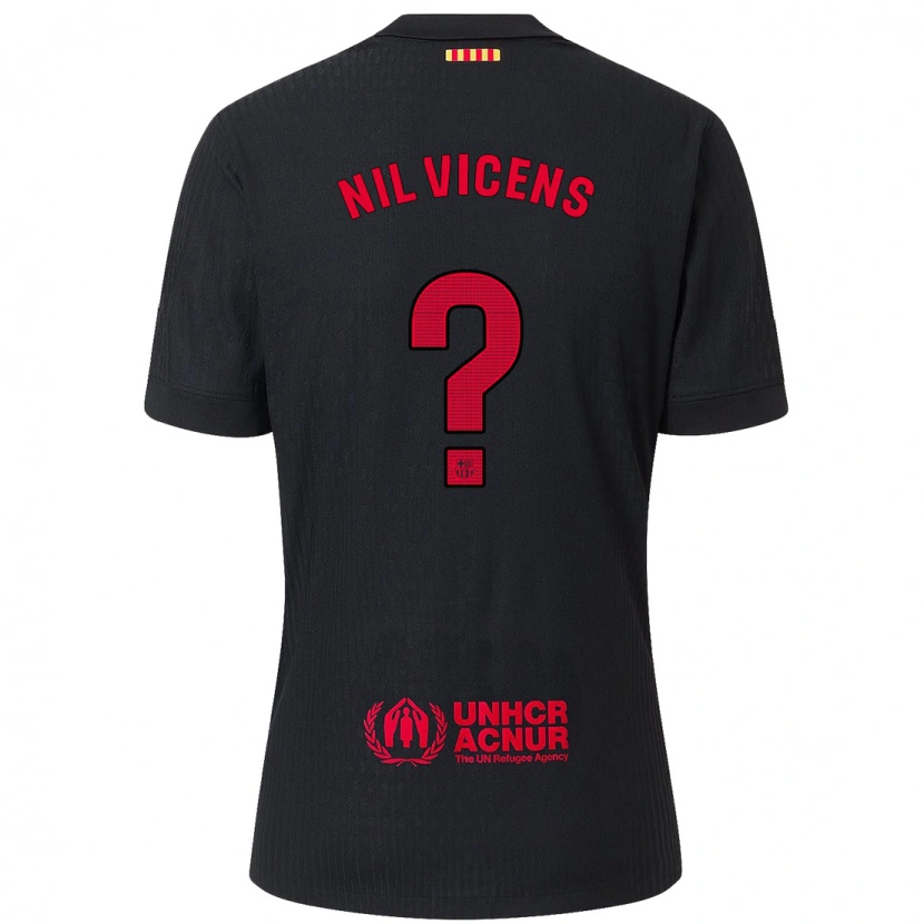 Danxen Enfant Maillot Nil Vicens #0 Noir Rouge Tenues Extérieur 2024/25 T-Shirt