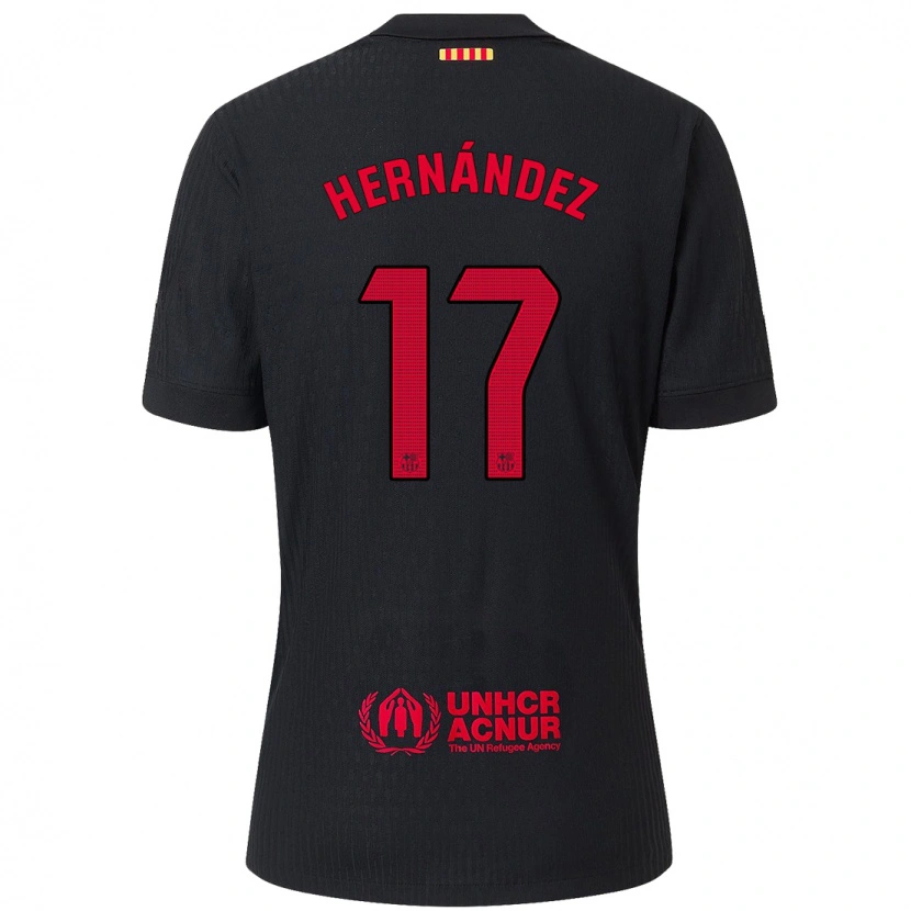 Danxen Enfant Maillot Juan Hernández #17 Noir Rouge Tenues Extérieur 2024/25 T-Shirt