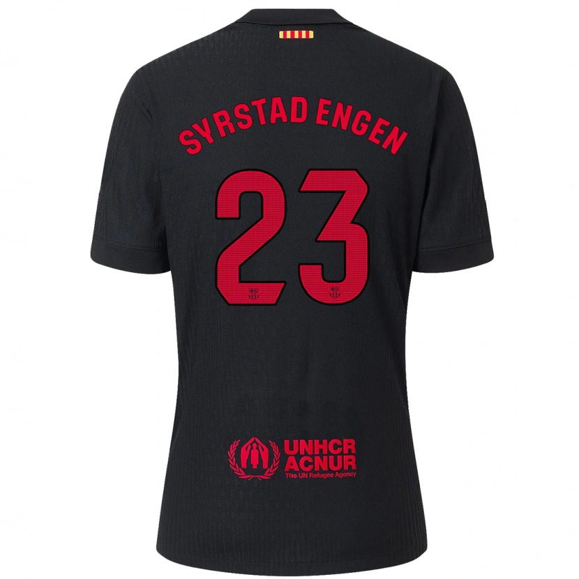 Danxen Enfant Maillot Ingrid Syrstad Engen #23 Noir Rouge Tenues Extérieur 2024/25 T-Shirt