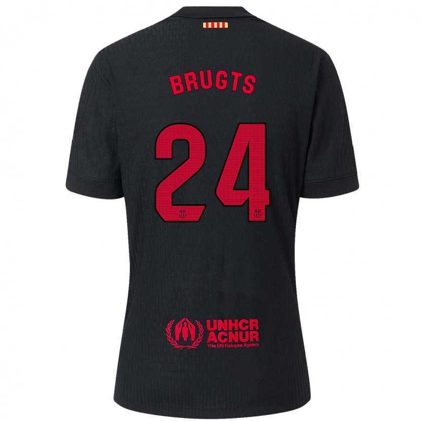 Danxen Enfant Maillot Esmee Brugts #24 Noir Rouge Tenues Extérieur 2024/25 T-Shirt