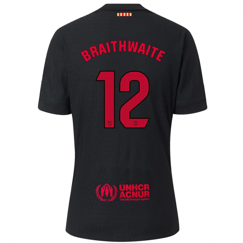 Danxen Enfant Maillot Martin Braithwaite #12 Noir Rouge Tenues Extérieur 2024/25 T-Shirt