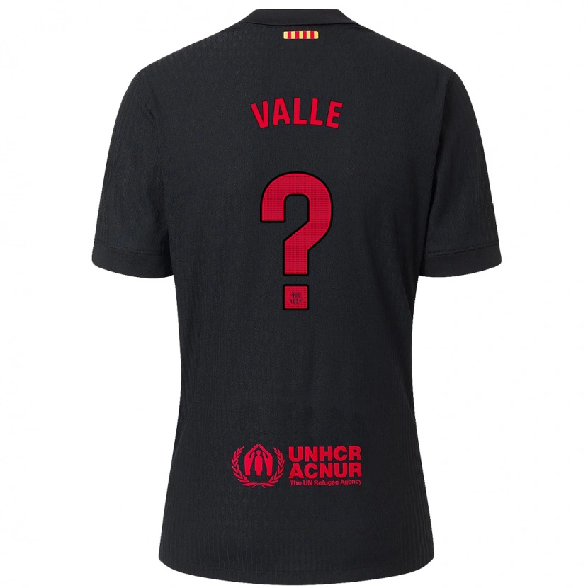 Danxen Enfant Maillot Alex Valle #0 Noir Rouge Tenues Extérieur 2024/25 T-Shirt