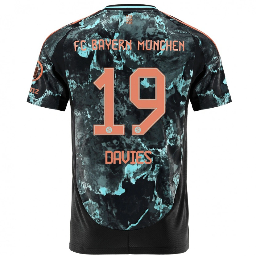 Danxen Enfant Maillot Alphonso Davies #19 Noir Tenues Extérieur 2024/25 T-Shirt