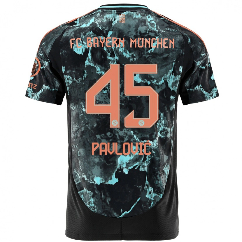 Danxen Enfant Maillot Aleksandar Pavlovic #45 Noir Tenues Extérieur 2024/25 T-Shirt