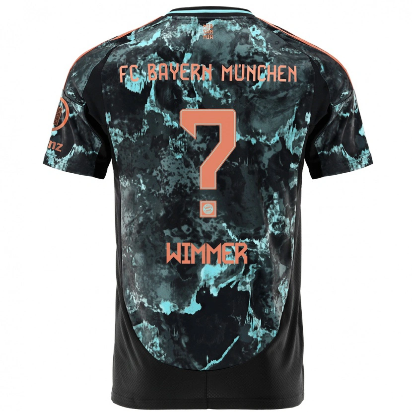 Danxen Enfant Maillot Benedikt Wimmer #0 Noir Tenues Extérieur 2024/25 T-Shirt