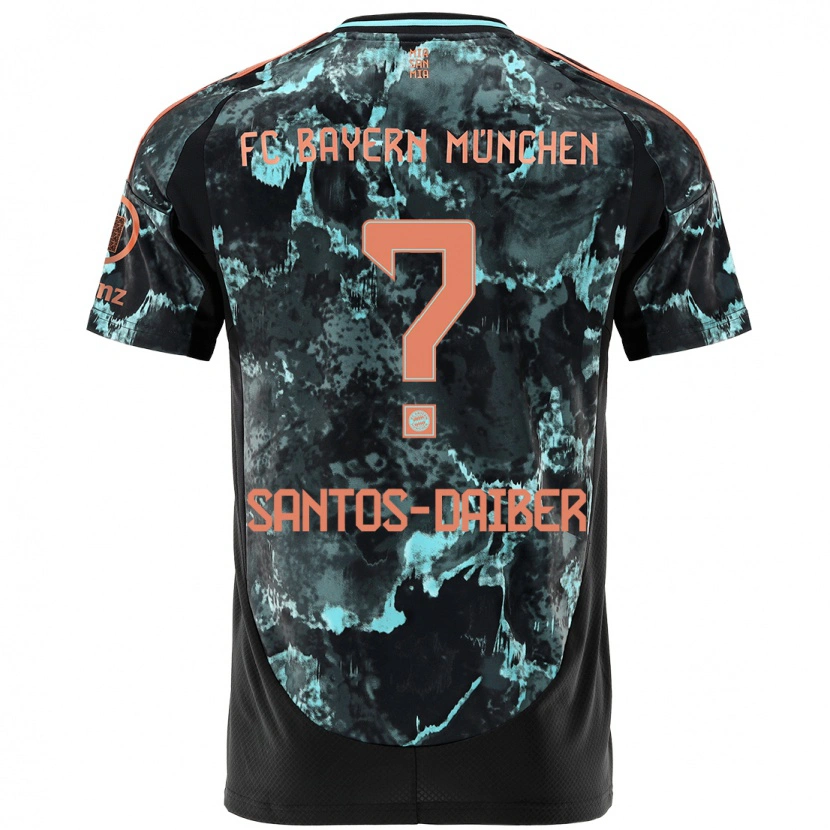 Danxen Enfant Maillot David Santos-Daiber #0 Noir Tenues Extérieur 2024/25 T-Shirt