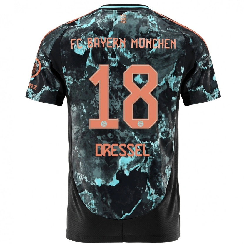 Danxen Enfant Maillot Timon Dressel #18 Noir Tenues Extérieur 2024/25 T-Shirt