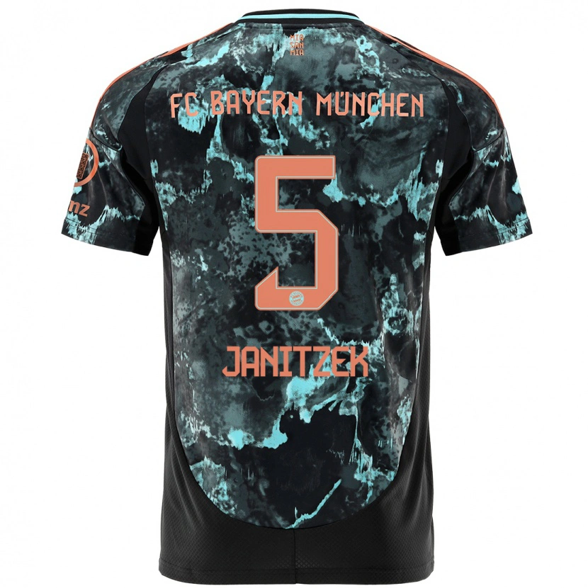 Danxen Enfant Maillot Justin Janitzek #5 Noir Tenues Extérieur 2024/25 T-Shirt