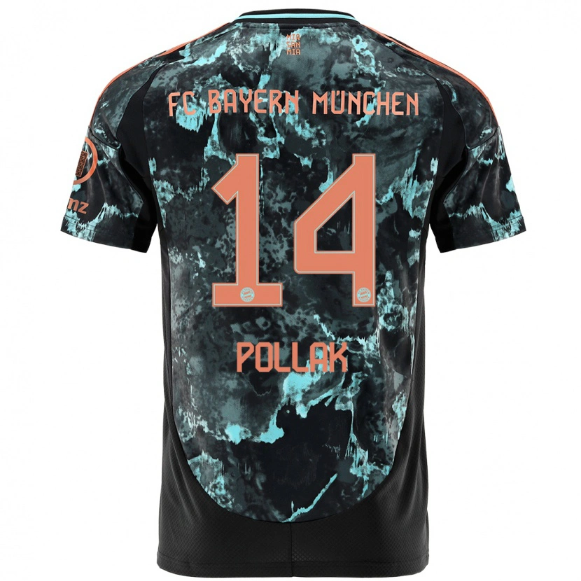 Danxen Enfant Maillot Florian Pollak #14 Noir Tenues Extérieur 2024/25 T-Shirt