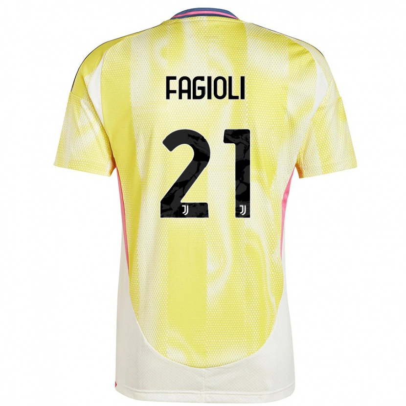 Danxen Enfant Maillot Nicolò Fagioli #21 Jaune Solaire Tenues Extérieur 2024/25 T-Shirt