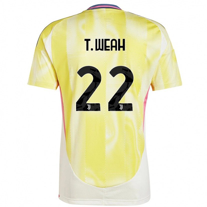 Danxen Enfant Maillot Timothy Weah #22 Jaune Solaire Tenues Extérieur 2024/25 T-Shirt