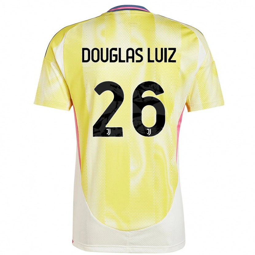 Danxen Enfant Maillot Douglas Luiz #26 Jaune Solaire Tenues Extérieur 2024/25 T-Shirt