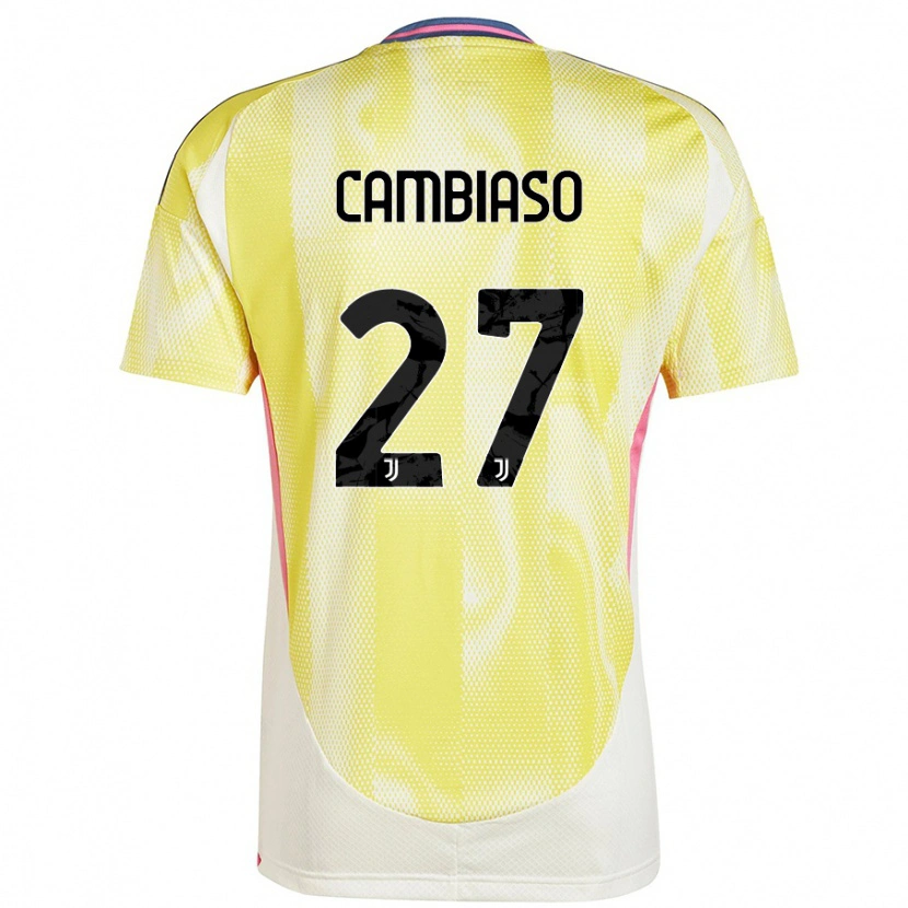 Danxen Enfant Maillot Andrea Cambiaso #27 Jaune Solaire Tenues Extérieur 2024/25 T-Shirt