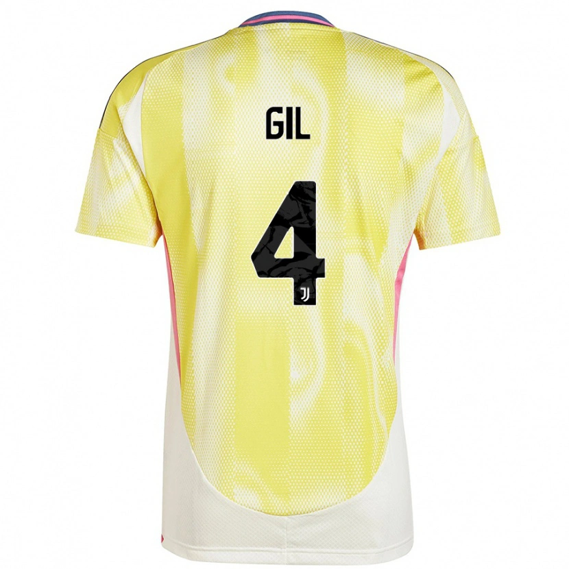 Danxen Enfant Maillot Javier Gil #4 Jaune Solaire Tenues Extérieur 2024/25 T-Shirt