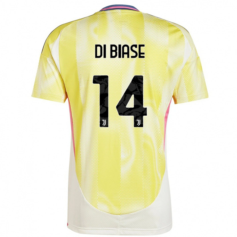 Danxen Enfant Maillot Gianmarco Di Biase #14 Jaune Solaire Tenues Extérieur 2024/25 T-Shirt