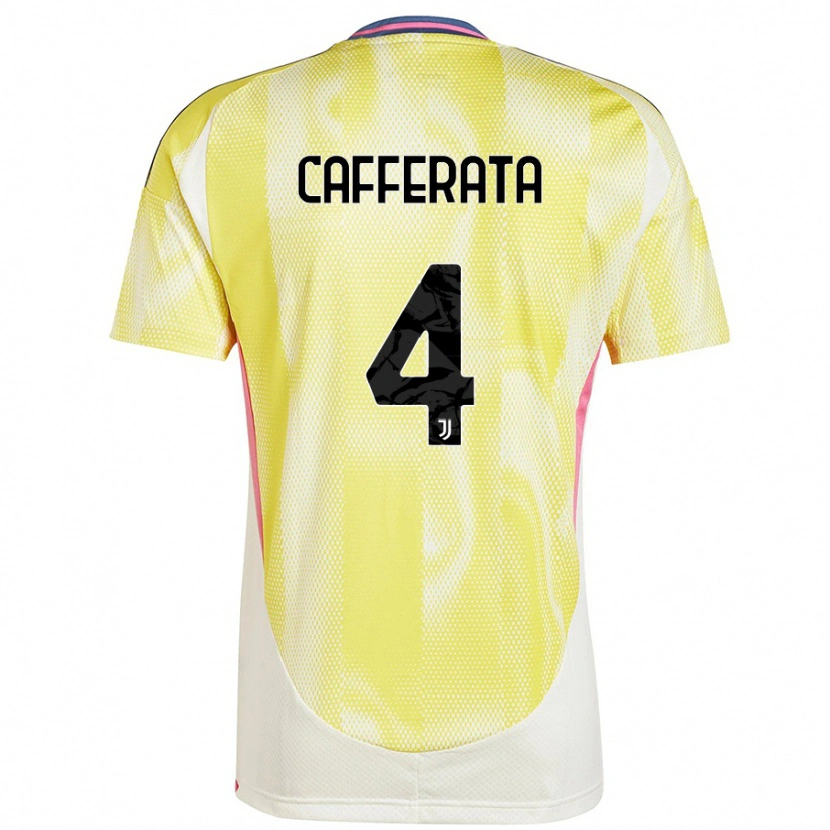 Danxen Enfant Maillot Federica Cafferata #4 Jaune Solaire Tenues Extérieur 2024/25 T-Shirt