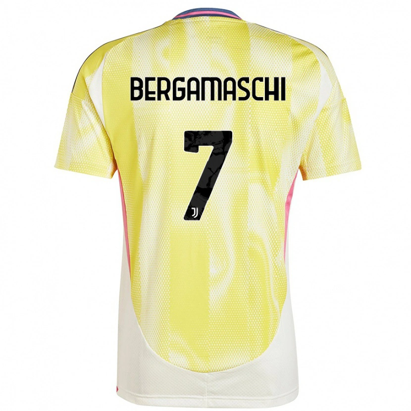 Danxen Enfant Maillot Valentina Bergamaschi #7 Jaune Solaire Tenues Extérieur 2024/25 T-Shirt