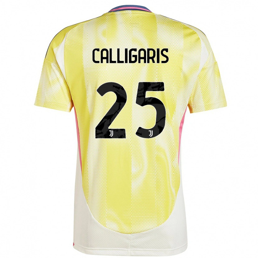 Danxen Enfant Maillot Viola Calligaris #25 Jaune Solaire Tenues Extérieur 2024/25 T-Shirt