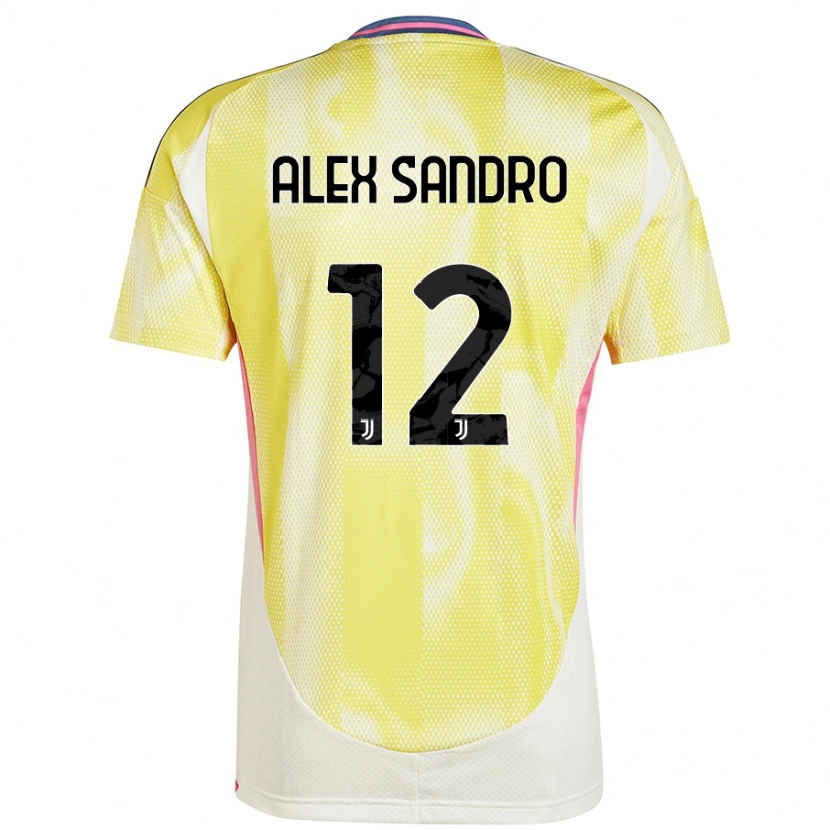 Danxen Enfant Maillot Alex Sandro #12 Jaune Solaire Tenues Extérieur 2024/25 T-Shirt